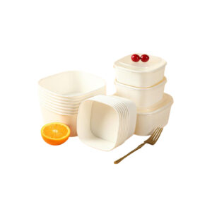 Square white paper salad boxes with lid