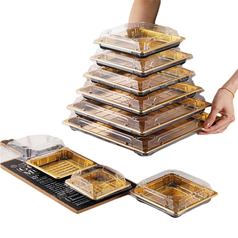 JF25-1201-13 square golden disposable sushi containers
