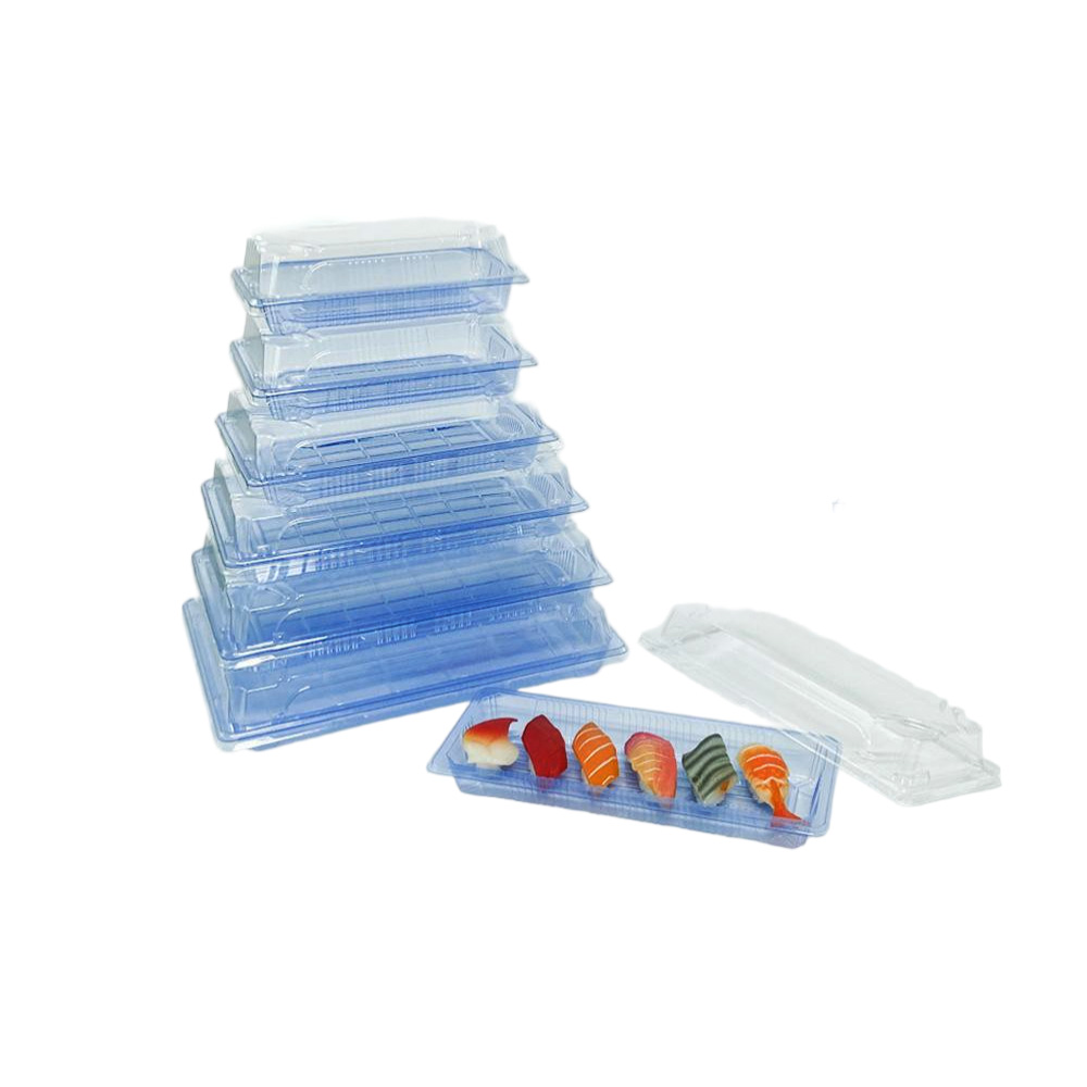 JF1-1000-08 Clear blue disposable sushi containers - Image 2