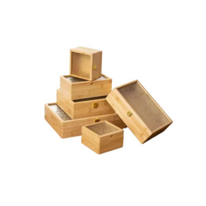 P13080-33080 wooden containers with flip crabapple lids