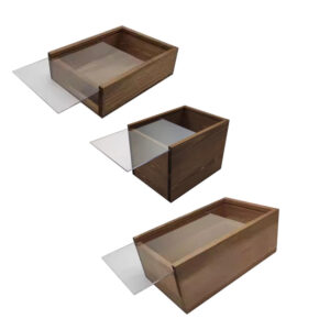 P15050-400100 wooden vintage containers with pull out clear lids