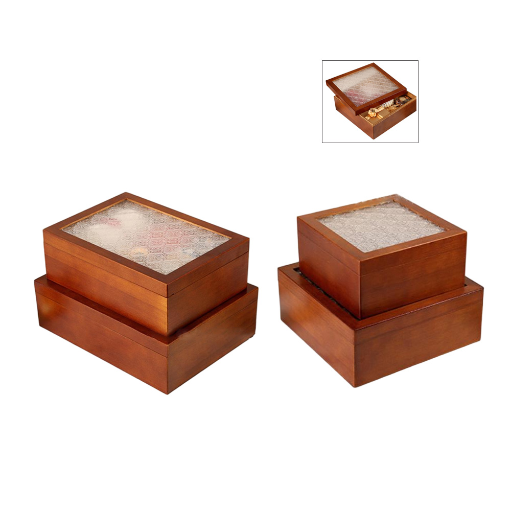 P195100-295100 wooden vintage containers with top and bottom crabapple lids