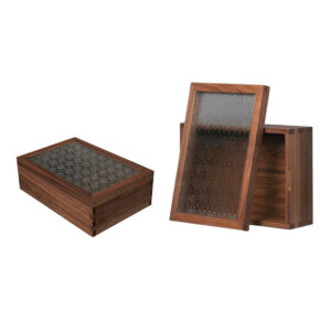 P150100-350120 wooden vintage containers with top and bottom crabapple lids