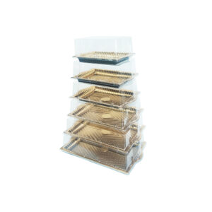 JF25-285-430 disposable golden plastic cake trays with royal style