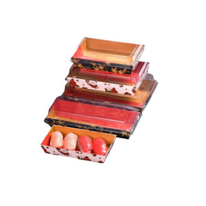JF25P-01-07 series printed kraft paper sushi containers with lids