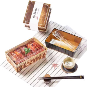 JF25P-1313-1712 kraft paper sushi containers with printing of bamboo bark pattern