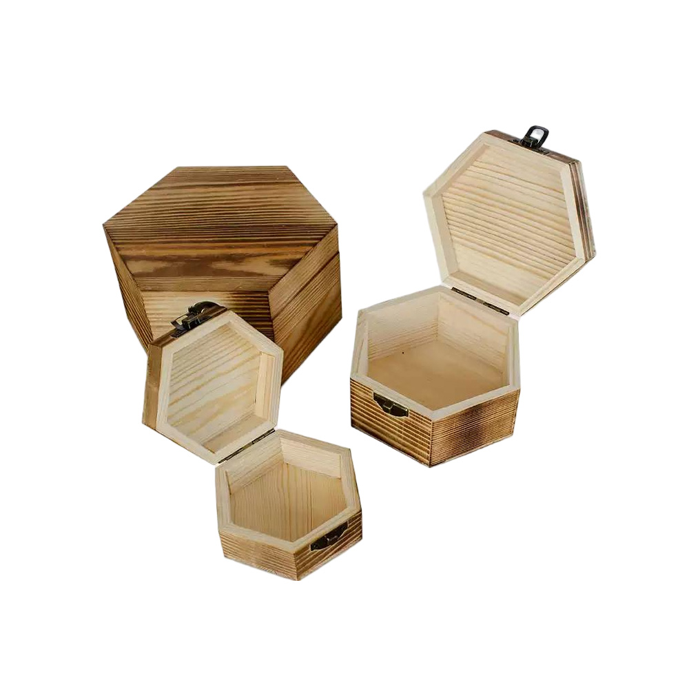 P7045-13080 wooden octagonal containers with flip lids - Image 3