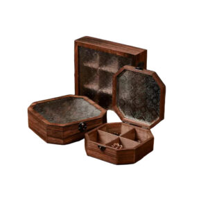P16560-22560 vintage wooden containers with flip crabapple lids and compartments