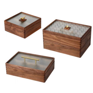 P230100-335172 black walnut wooden containers with top and bottom lids and compartments