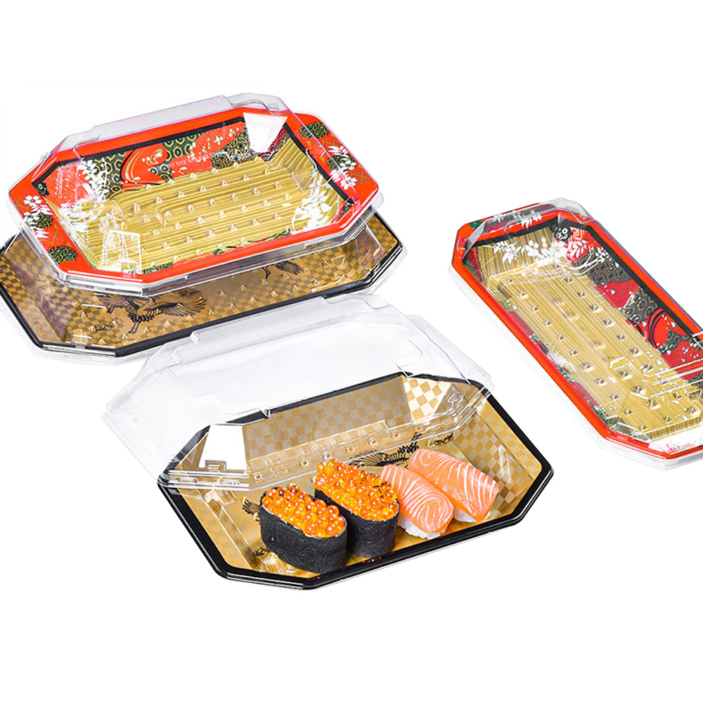 JF25-2115-2515 octagonal sushi trays with different printed film - Image 2