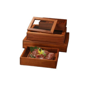 P31095-50095 wooden vintage containers with top and bottom clear lids