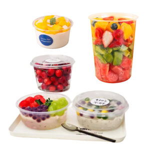 JF25-12060-15050 transparent salad/fruit/yogurt bowls with lids