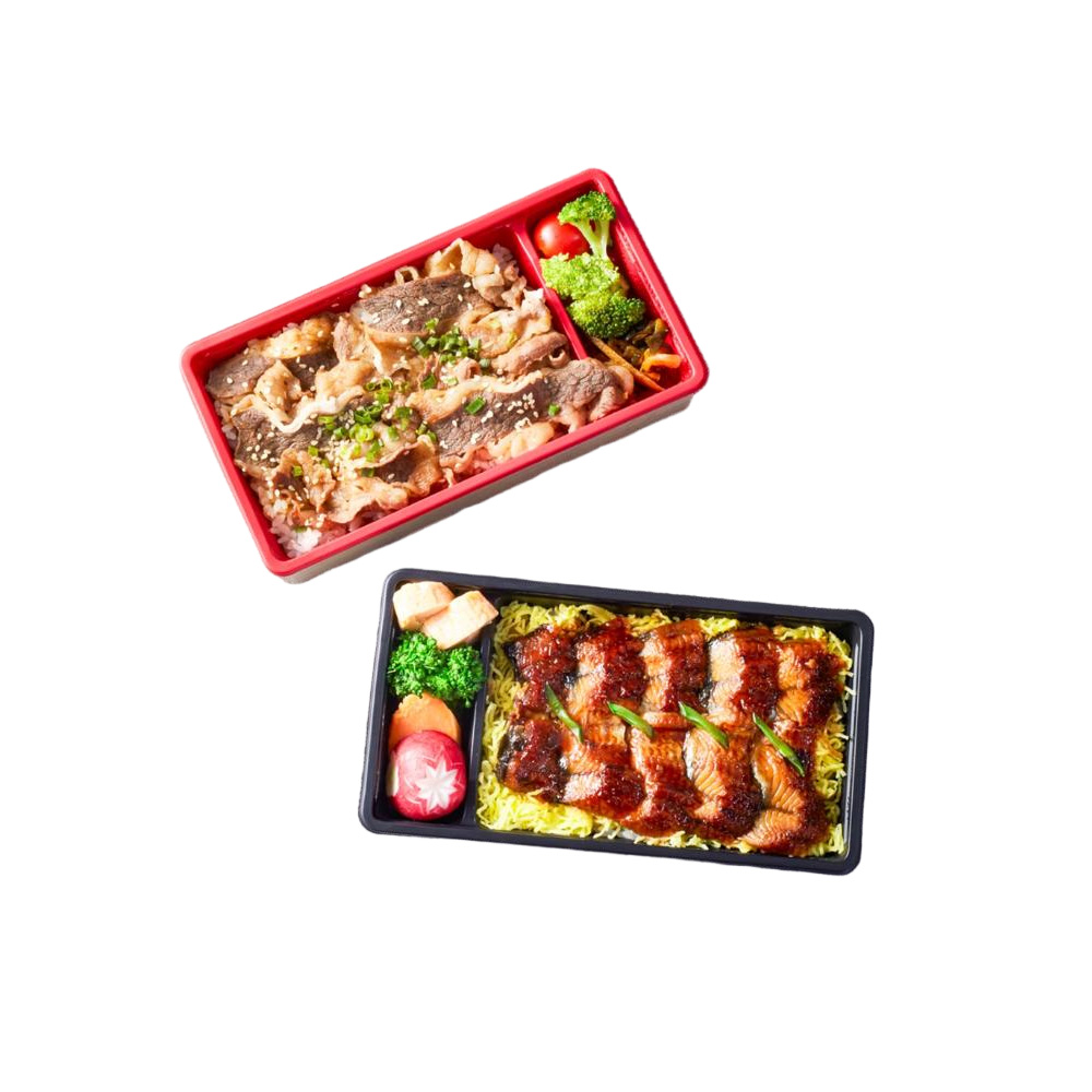 JF25P-2111 kraft paper sushi containers with inner compartment trays and lids - Image 3