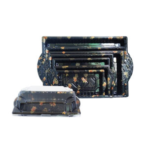 JF1-1000-08 printed disposable sushi containers with royal style