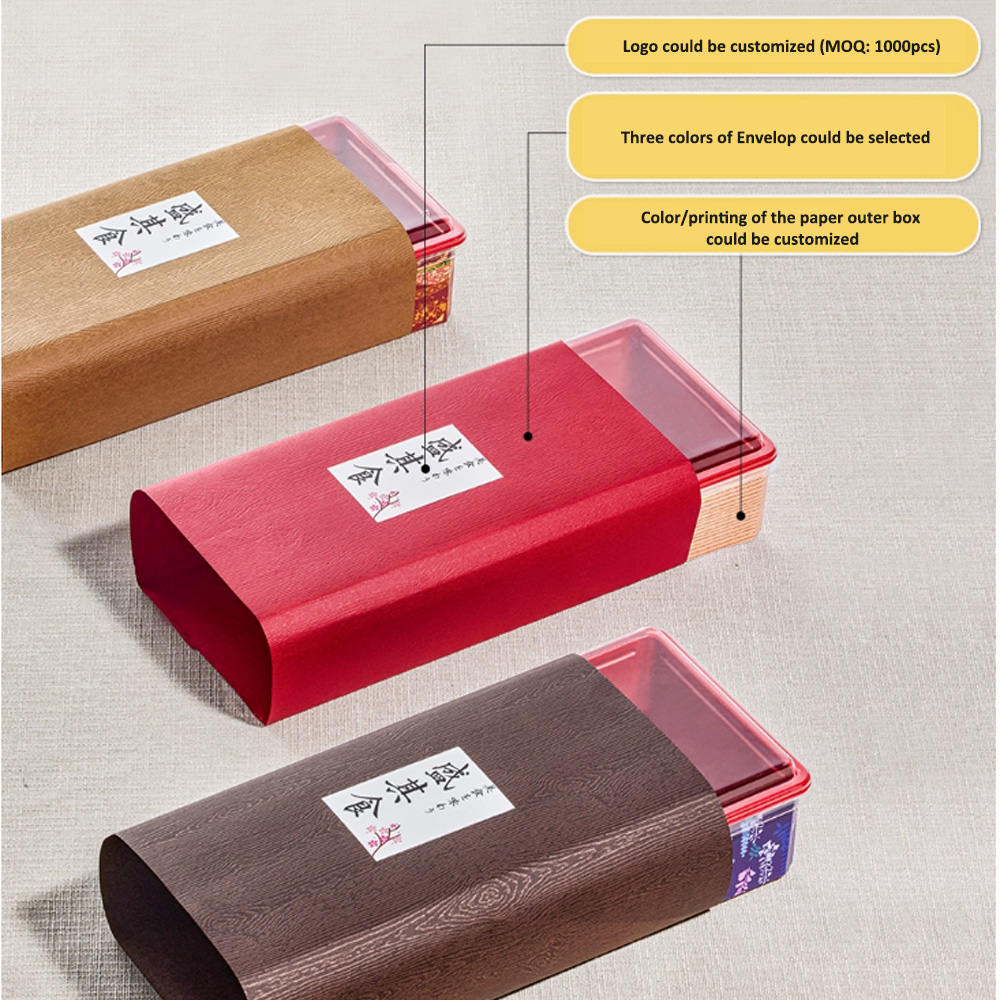 JF25P-2111 kraft paper sushi containers with inner compartment trays and lids - Image 4