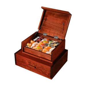 P275110-365130 Sapele wooden containers with flip lids