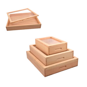 P31095-600100 wooden containers with top and bottom clear lids