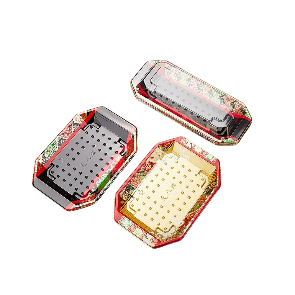 JF25-2115-2515 octagonal sushi trays with different printed film - Image 3