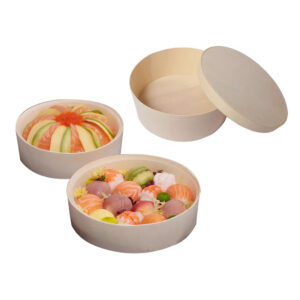S4330-2465 wooden round bowls with wood lids