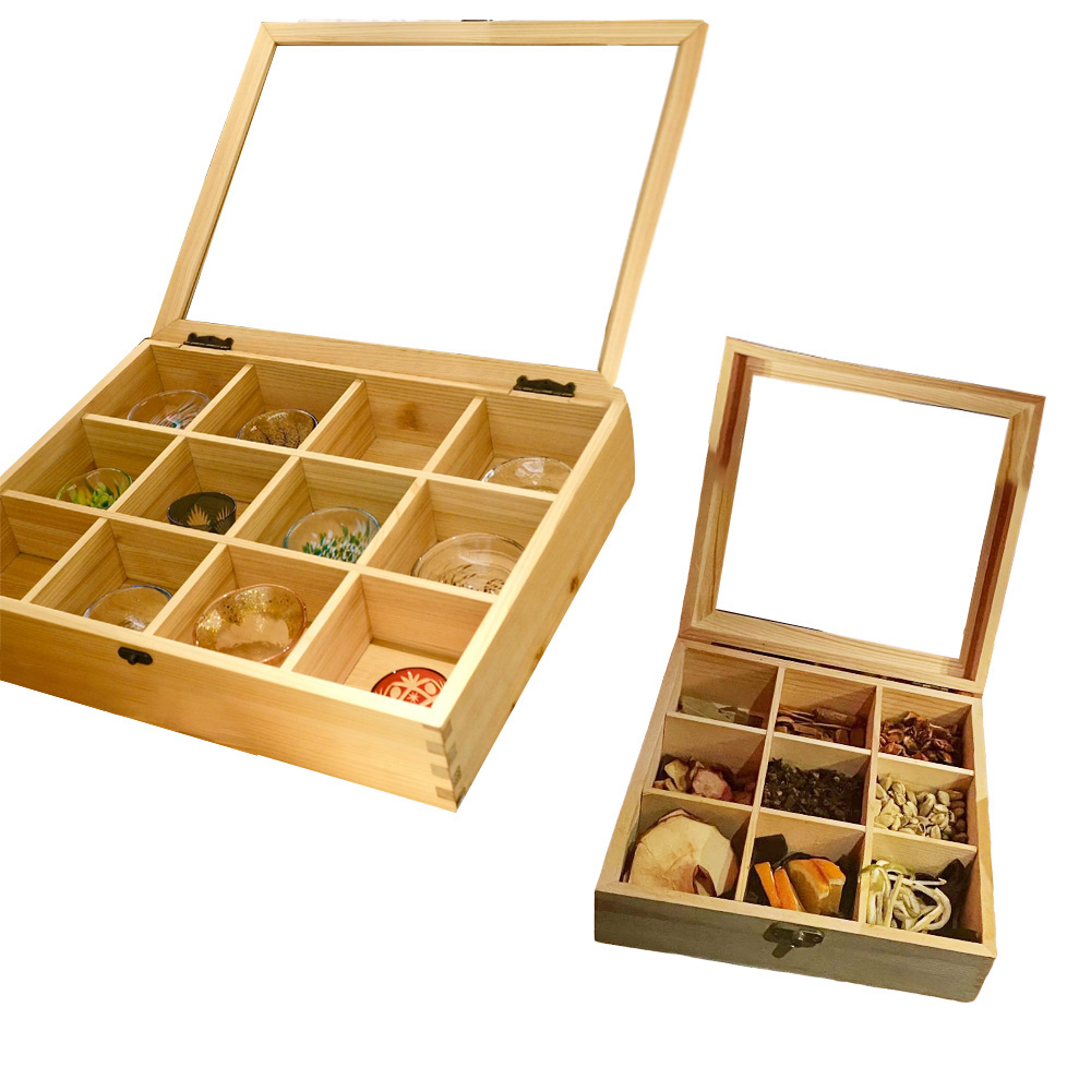 P15050-32060 wooden containers with flip clear lids and compartments - Image 4