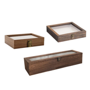 P20050-60060 vintage wooden containers with flip clear lids