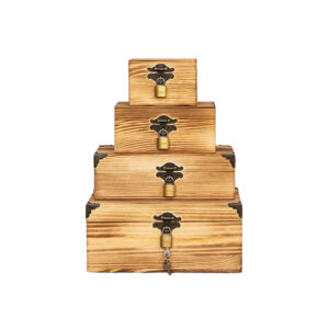 P12080-350135 wooden vintage containers with flip lids and bat keys