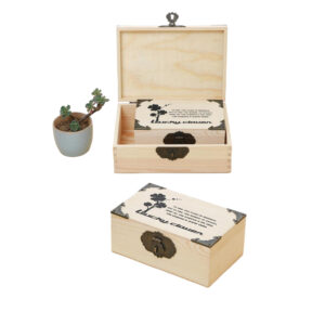 P15570-330110 wooden vintage containers with iron angles flip lids and printing