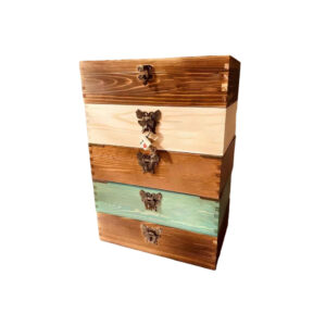 P12080-350110 vintage wooden containers with flip lids