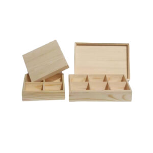 P15050-39376 wooden containers with compartments and top and bottom lids