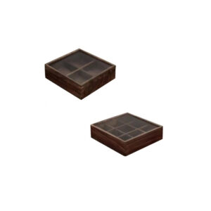 P23070-26090 black walnut wooden containers with top and bottom lids and compartments