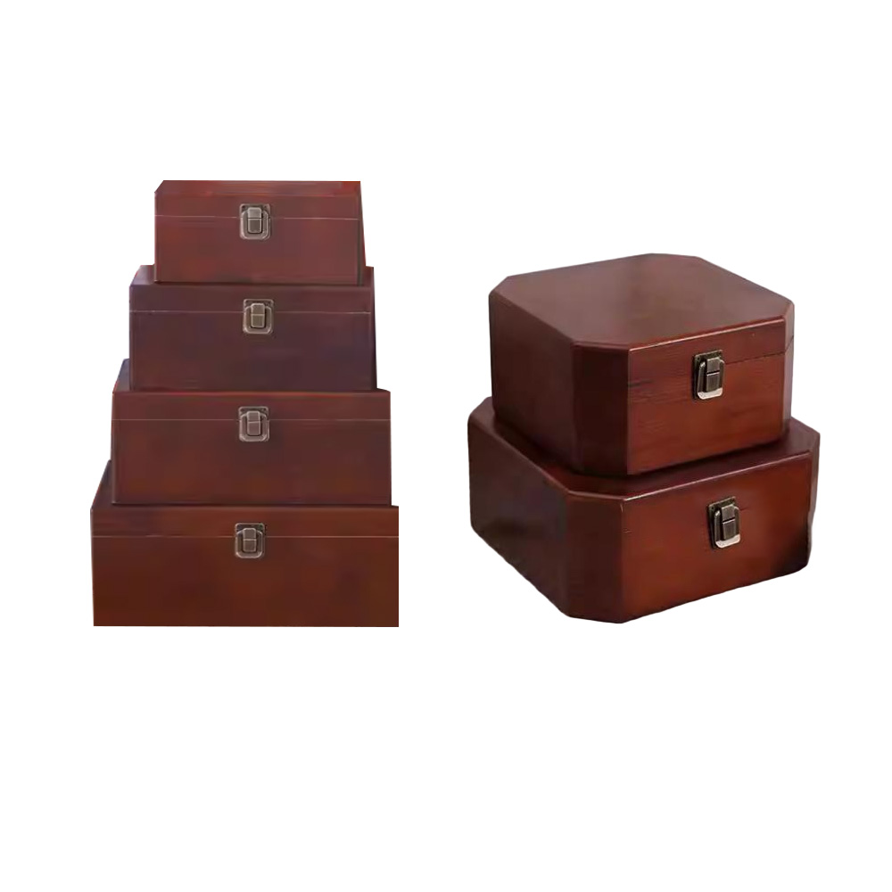 P145100-490120 red color wooden vintage containers with flip lids - Image 2