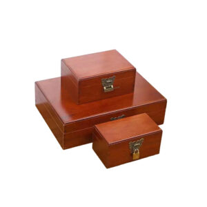 P12045-38085 red color wooden vintage containers with flip lids