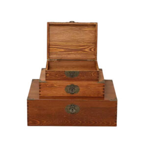 P20090-350110 orange vintage wooden containers with irony angles flip lids