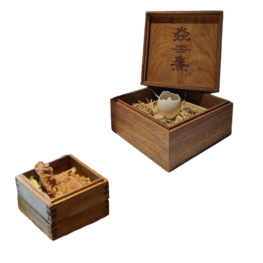 P9060-23590 vintage wooden containers with top and bottom lids - Image 3