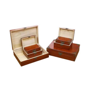 P13060-450140 red vintage wooden containers with irony angles flip lids