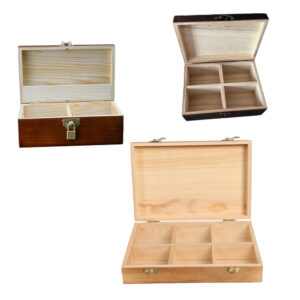 P11596-33060 wooden vintage containers with flip lids