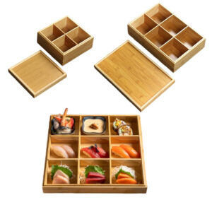 P180100-37575 bamboo compartments containers with top and bottom lids
