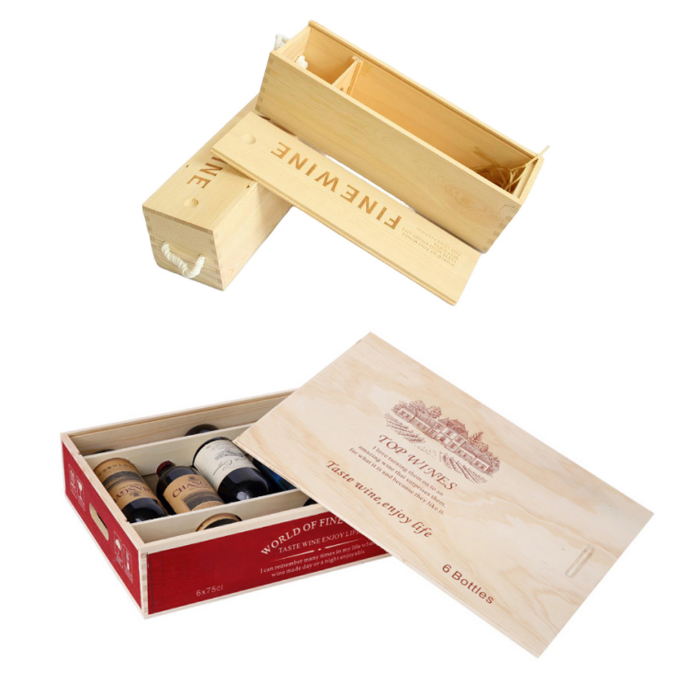 P350100-510100 wooden wine containers with pull out lids