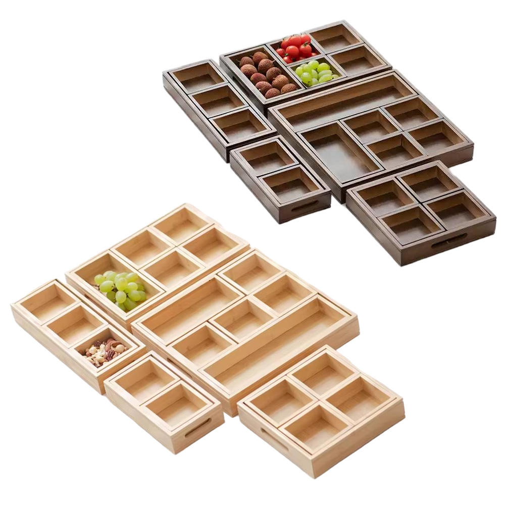 P22050-42535 bamboo compartment trays with handles