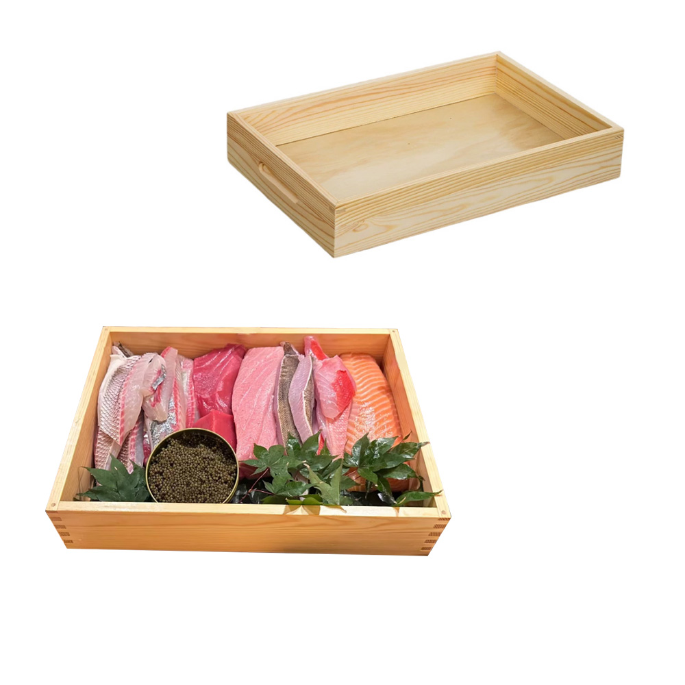 P31078-50078 wooden containers and trays with handles and acrylic inner trays